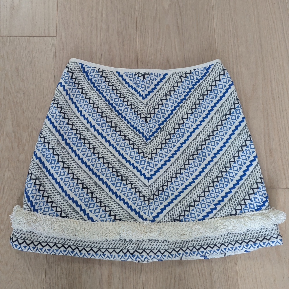 Guess Blue and White Chevron Mini Skirt